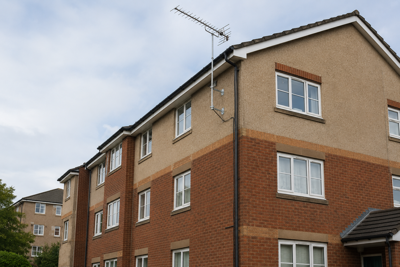 TV aerial fitted to flats in the wider Stratford-upon-Avon area